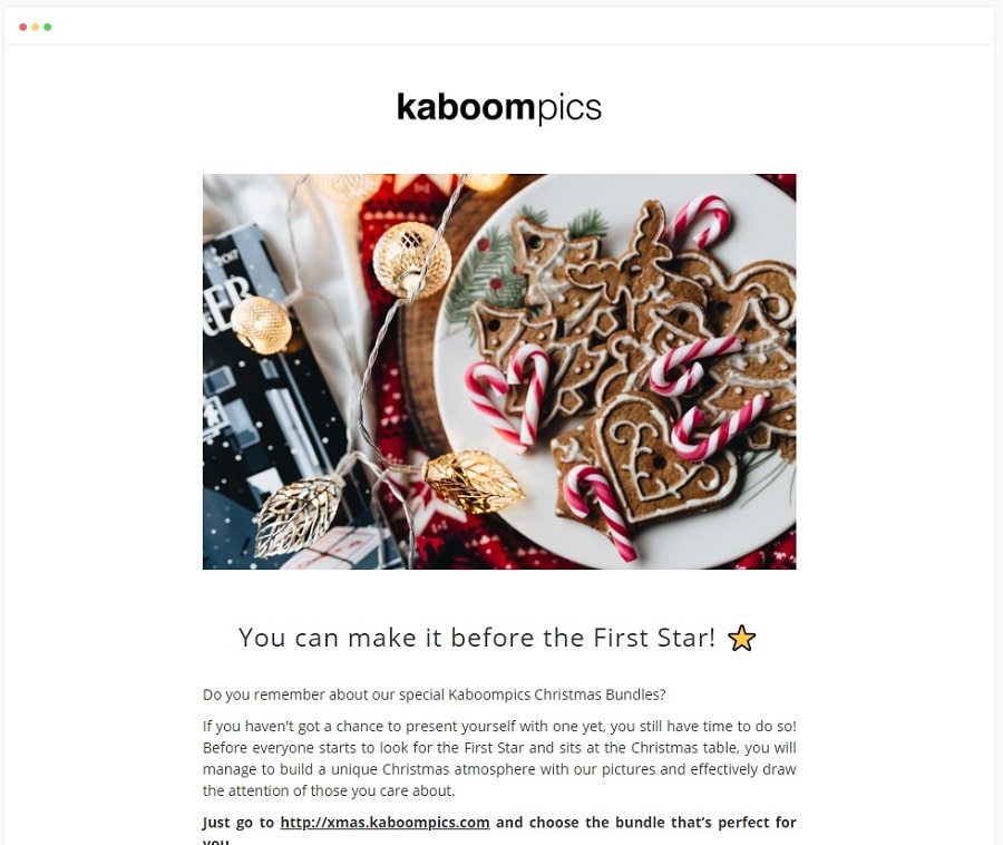 Email newsletter design example - Kaboom Pics