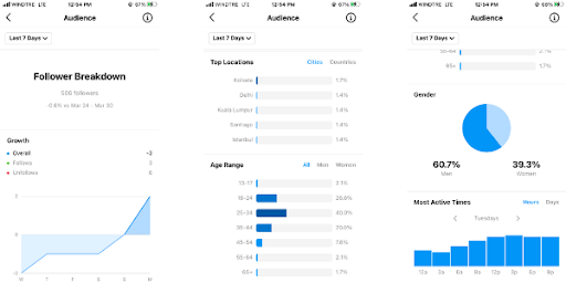 Instagram audience screen